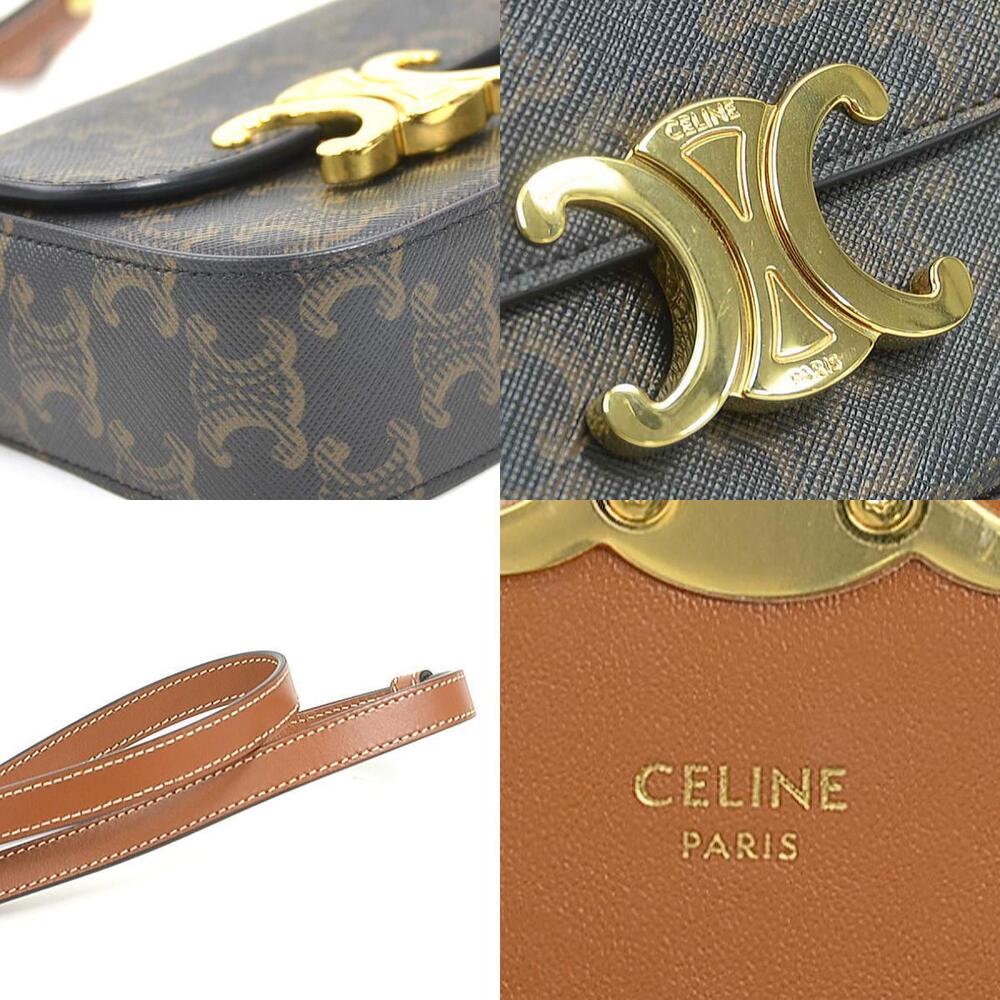 Celine Coated Bag Brown Shoulder Canvas Claude Triomphe - Picture 4 of 4
